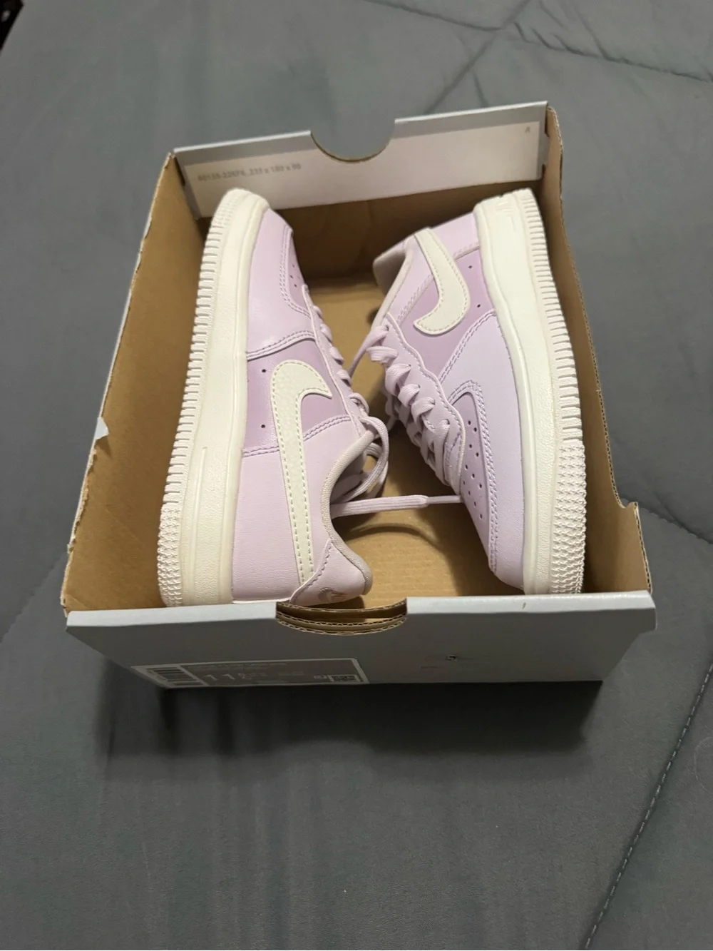 Nike Force 1 Kids Lavender Low-Top Sneakers with White Swoosh